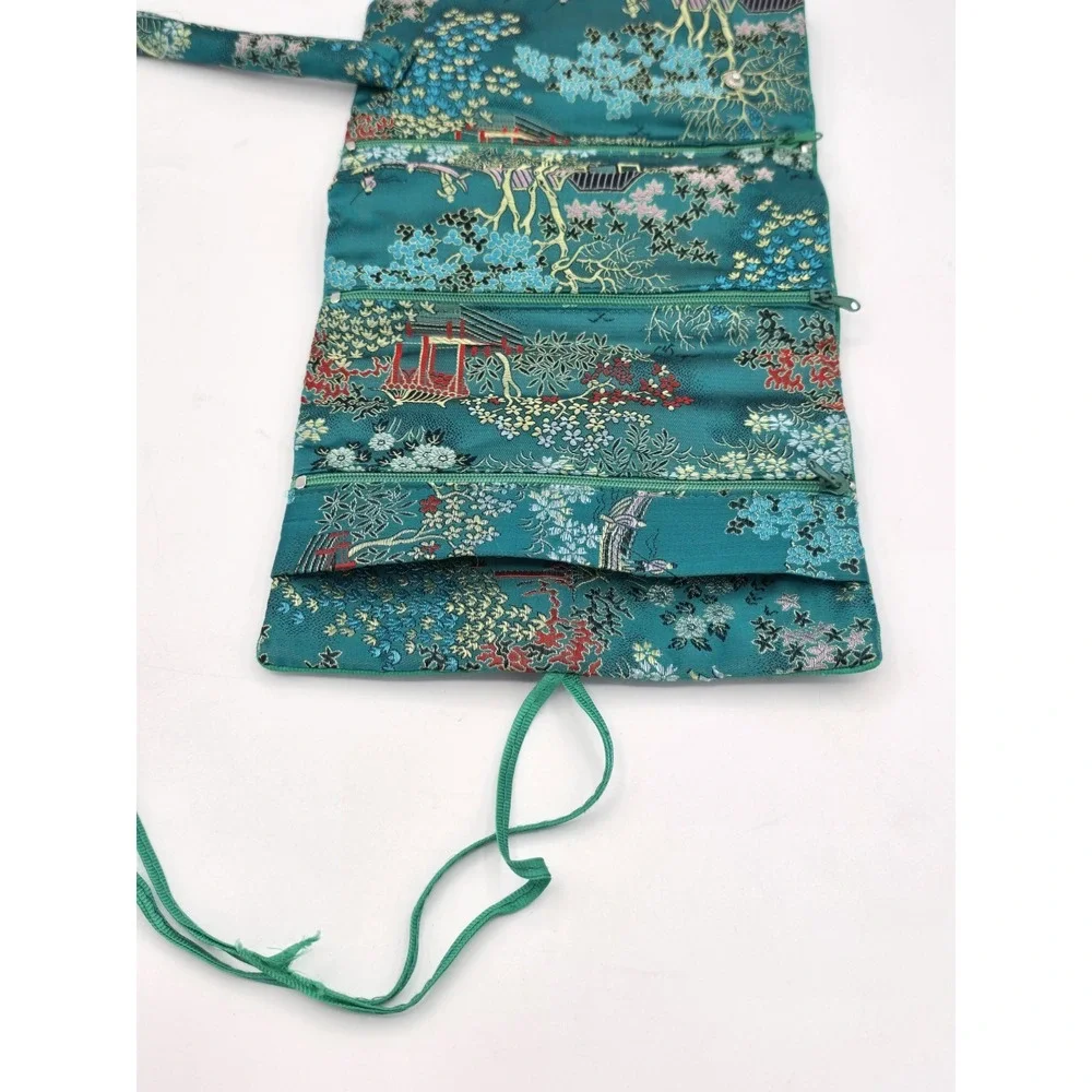 VTG‎ Turquoise Travel Jewelry Organizer Roll Foldable Jewelry Storage Holder